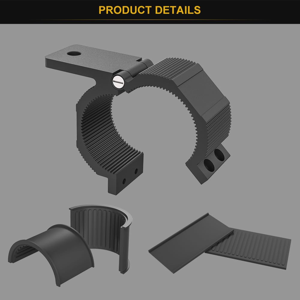 Audak clamp with rubber insert close detail, snug anti-vibration fit