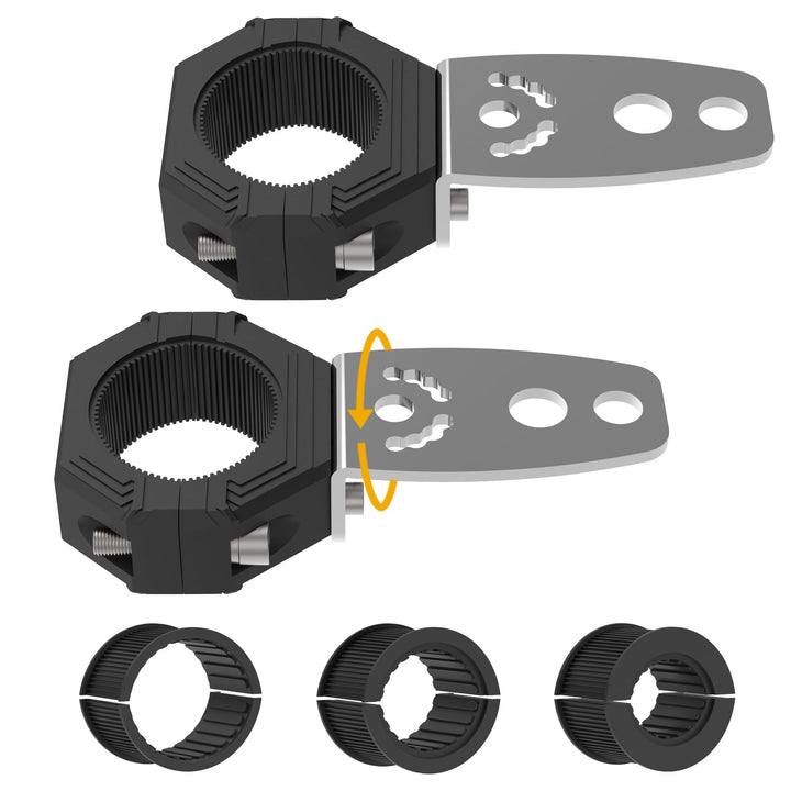 Audak clamp front view showing secure light mounting benefit