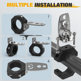 Audak L-bracket and fasteners showing versatile mounting holes
