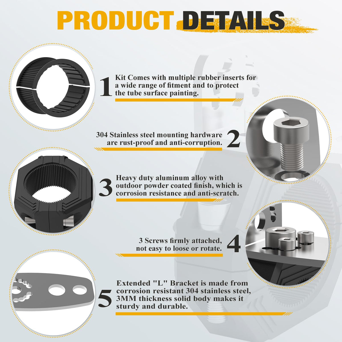 Audak rubber inserts displayed showing multi-size fit benefit