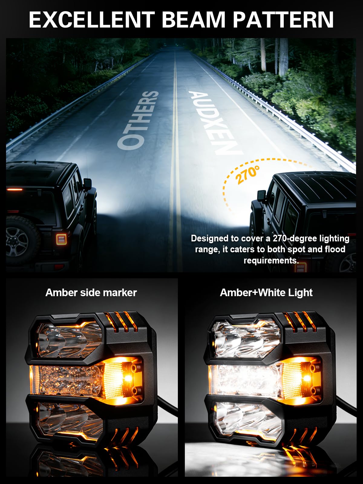 AUDEXEN amber side marker closeup improving side visibility in poor weather