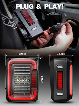 AUDEXEN tail light next to ruler showing exact OEM-fit dimensions