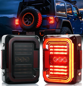 AUDEXEN tail light front assembly showing smoked C-shaped design and clear visibility