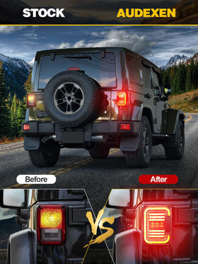 AUDEXEN tail light mounted on Jeep Wrangler JK showcasing upgraded rear styling
