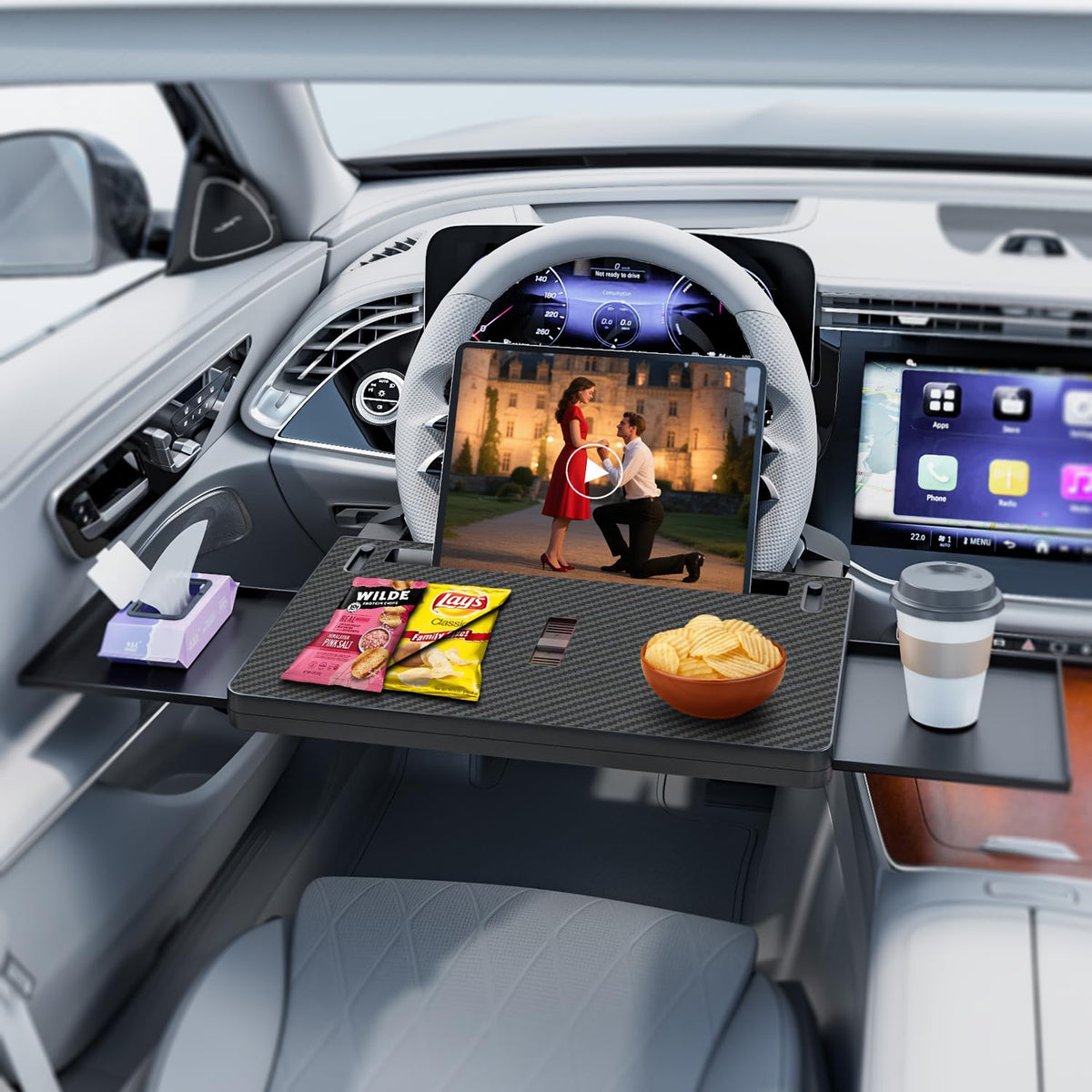 AUEOTUAR lifestyle image with lunch on tray demonstrating eating convenience