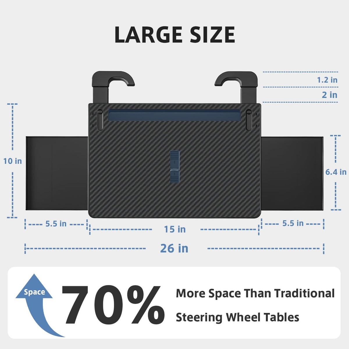 AUEOTUAR compact folded tray stored behind seat for easy portability