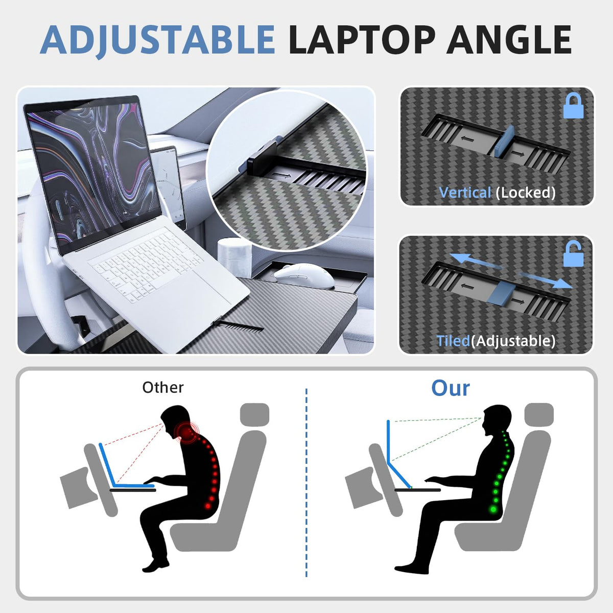 AUEOTUAR tray with laptop in use demonstrating temporary mobile workstation
