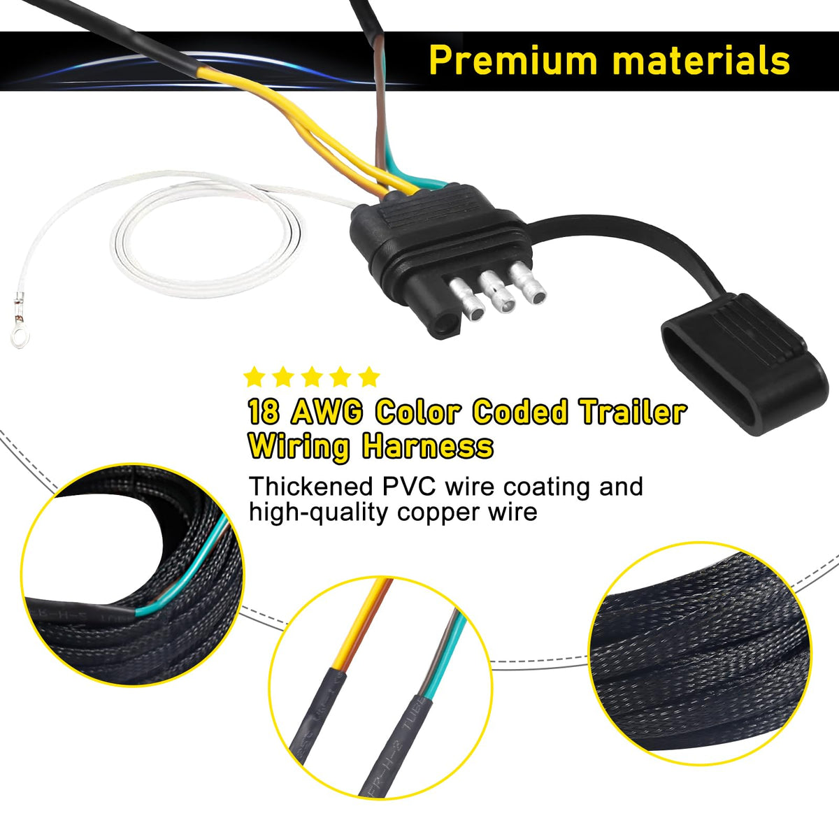 Aufind harness mounted on trailer frame demonstrating neat secured routing
