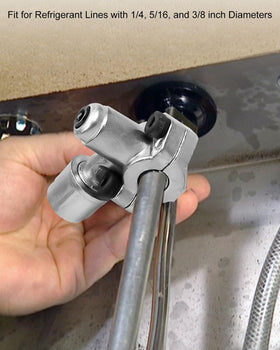 AUGREX valve installed on refrigerant tube demonstrating quick access