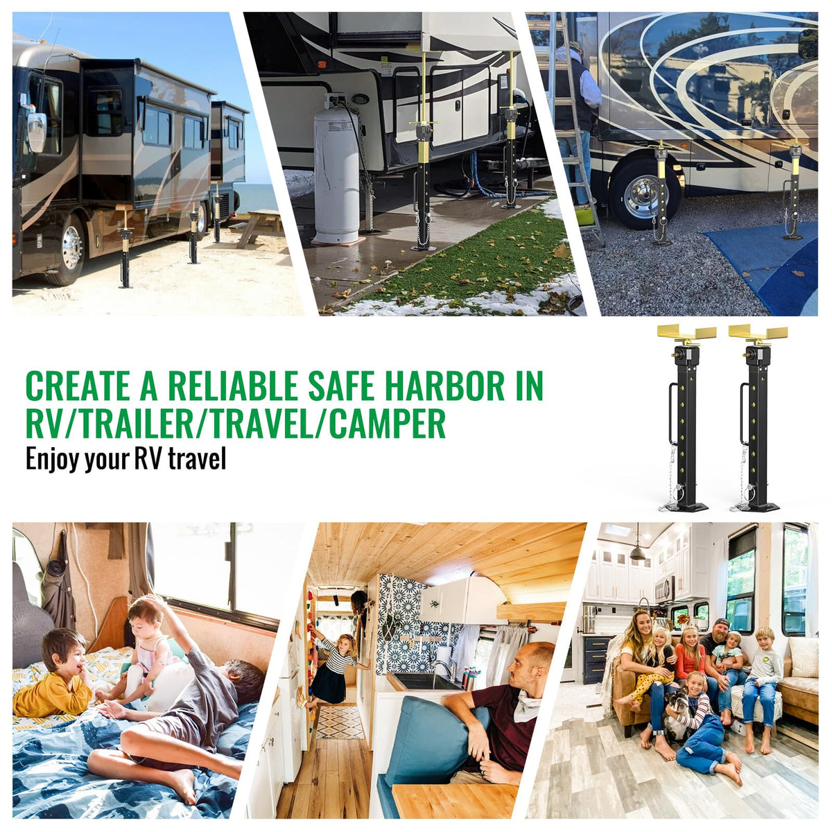 AUH installed under RV slide-out stabilizing frame to reduce sway and vibration