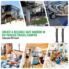 AUH installed under RV slide-out stabilizing frame to reduce sway and vibration