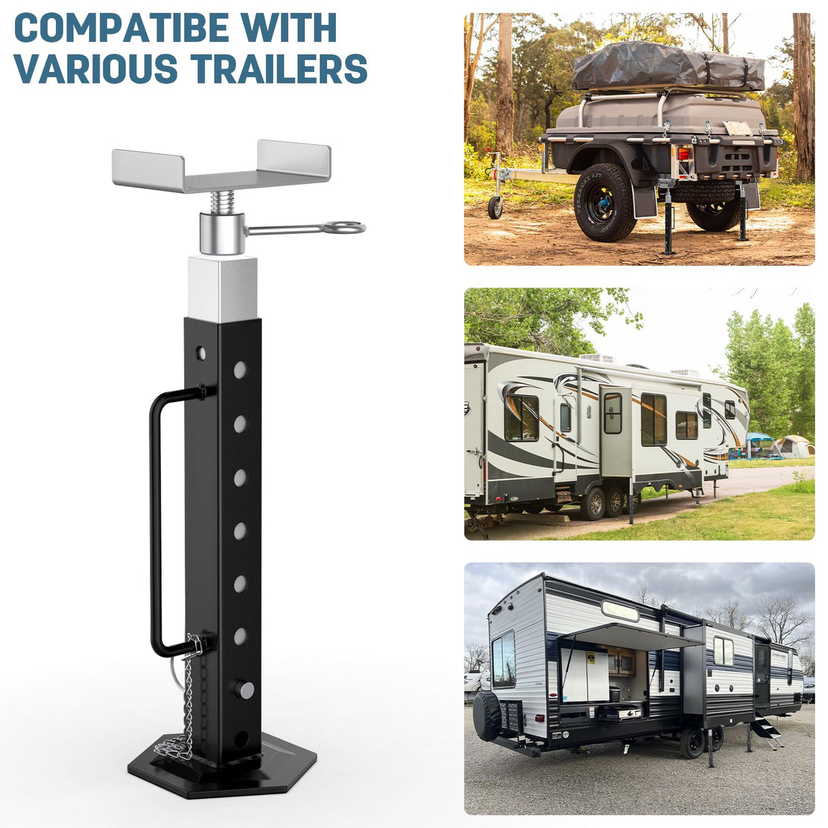 AUH installed at campsite beneath slide‑out illustrating improved stability