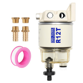 AUIVERED front view of fuel water separator kit showing compact assembly and mounting benefit