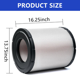 AUIVERED filter beside ruler for scale showing dimensions and straightforward replacement