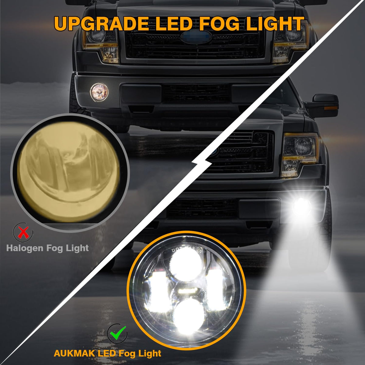 Aukmak night visibility demo showing brighter road illumination advantage