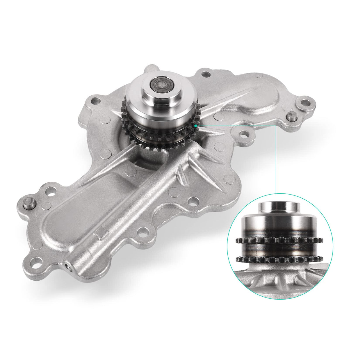 AULINK AW6348 front view showing pump housing and sprocket, demonstrates direct-fit replacement