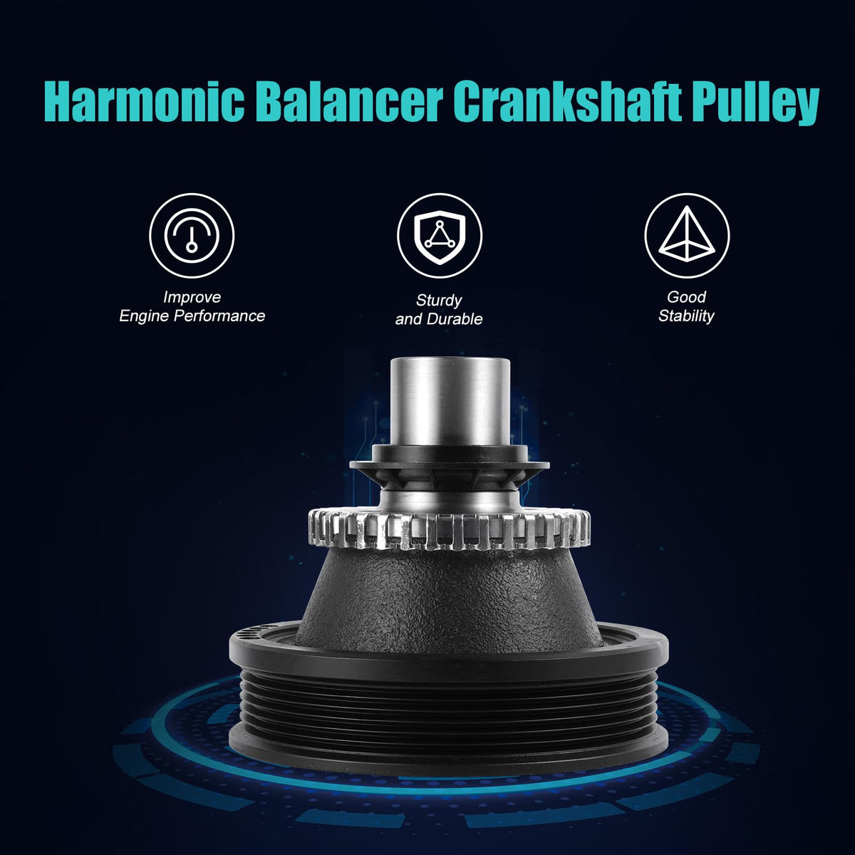 AULINK harmonic balancer close-up of bonded rubber damper illustrating vibration reduction
