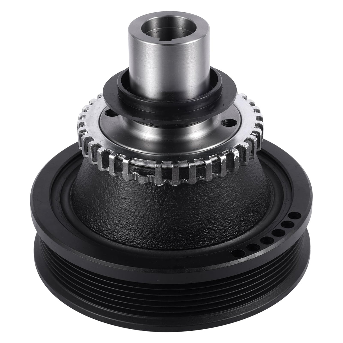 AULINK harmonic balancer front view showing pulley face and bolt hole pattern for correct fitment