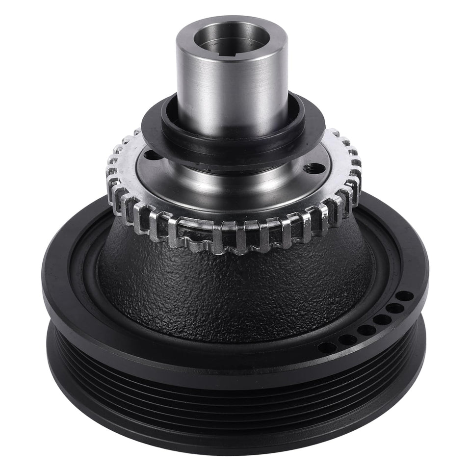 AULINK harmonic balancer front view showing pulley face and bolt hole pattern for correct fitment
