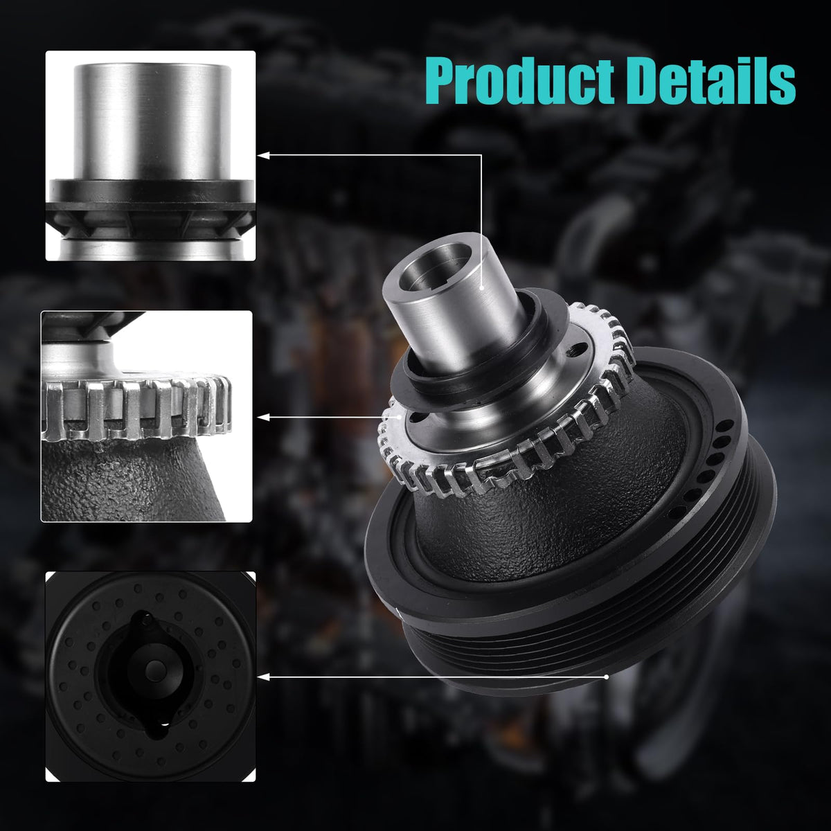 AULINK harmonic balancer label and OEM numbers visible for easy part verification benefit