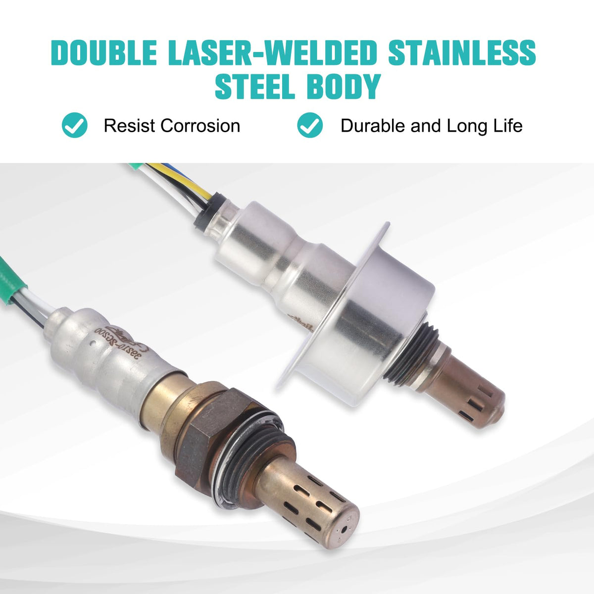 AULINK close-up of sensor threads and tip highlighting durable stainless steel construction