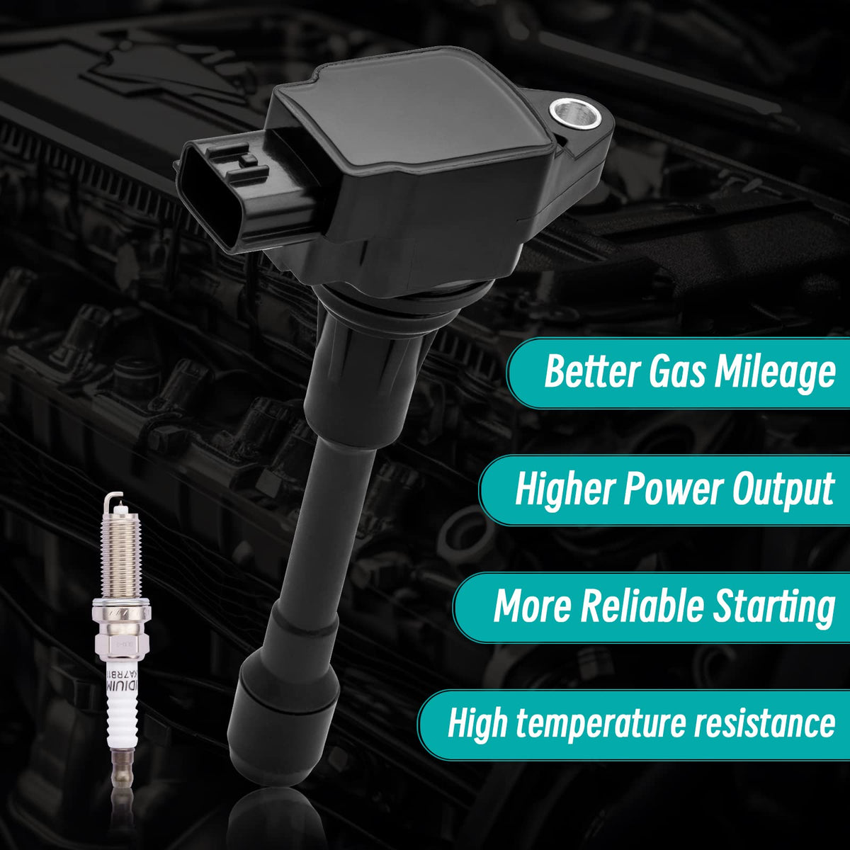 AULINK UF549 ignition coil close-up showing heat-resistant housing and durability