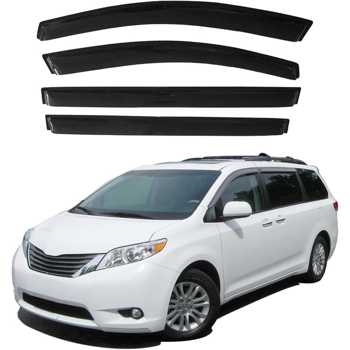 Aumivoron front passenger visor installed on Toyota Sienna, keeps rain out