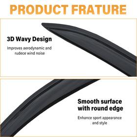 Slim-profile side view of Aumivoron visor on Corolla door, reducing wind noise and preserving style