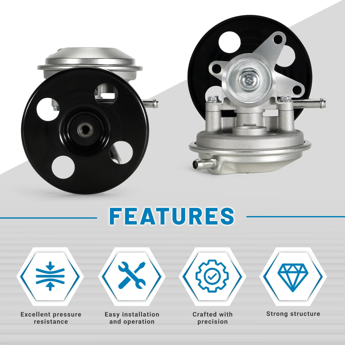 Aumzong pump next to ruler showing compact size for easy replacement