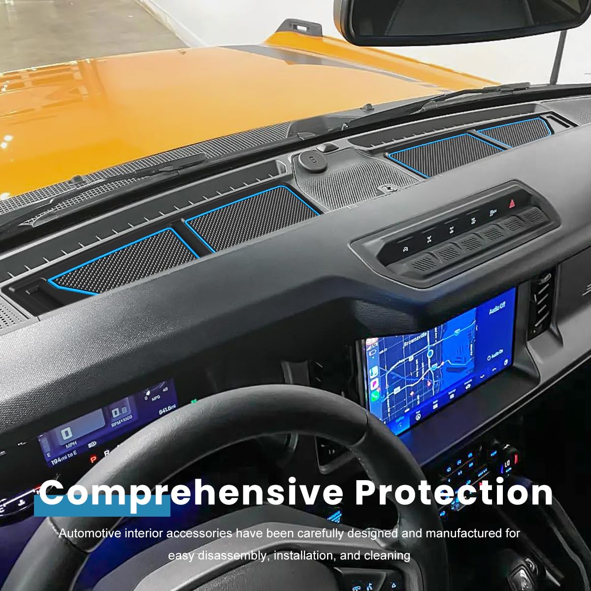 auovo label close-up showing fitment details and trim compatibility benefit for buyers