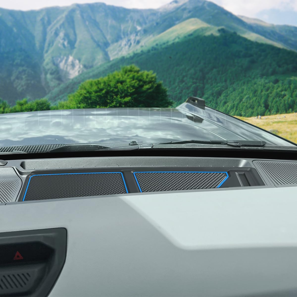 auovo lifestyle shot inside Bronco with outdoors view, adds style and protects dash