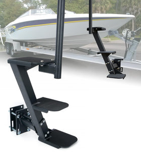 Aupar front view of three-step trailer step showing stable design and secure access