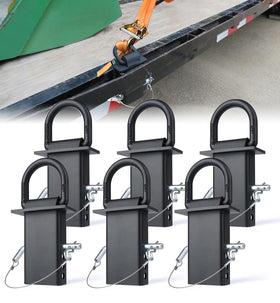 Aupar front packaging showing six heavy-duty stake pocket D-rings for secure load points