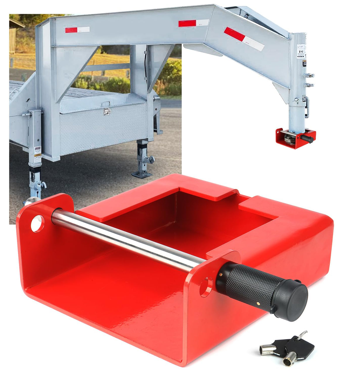 aupar front view of gooseneck lock showing durable design and quick visual deterrent