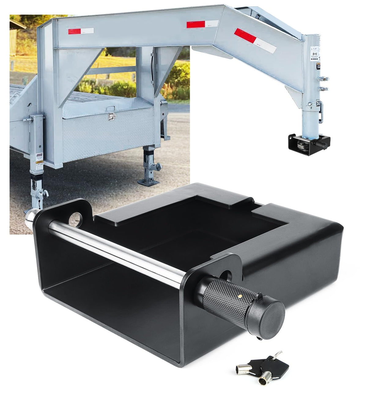 Aupar front view of gooseneck lock showing secure fit and durability