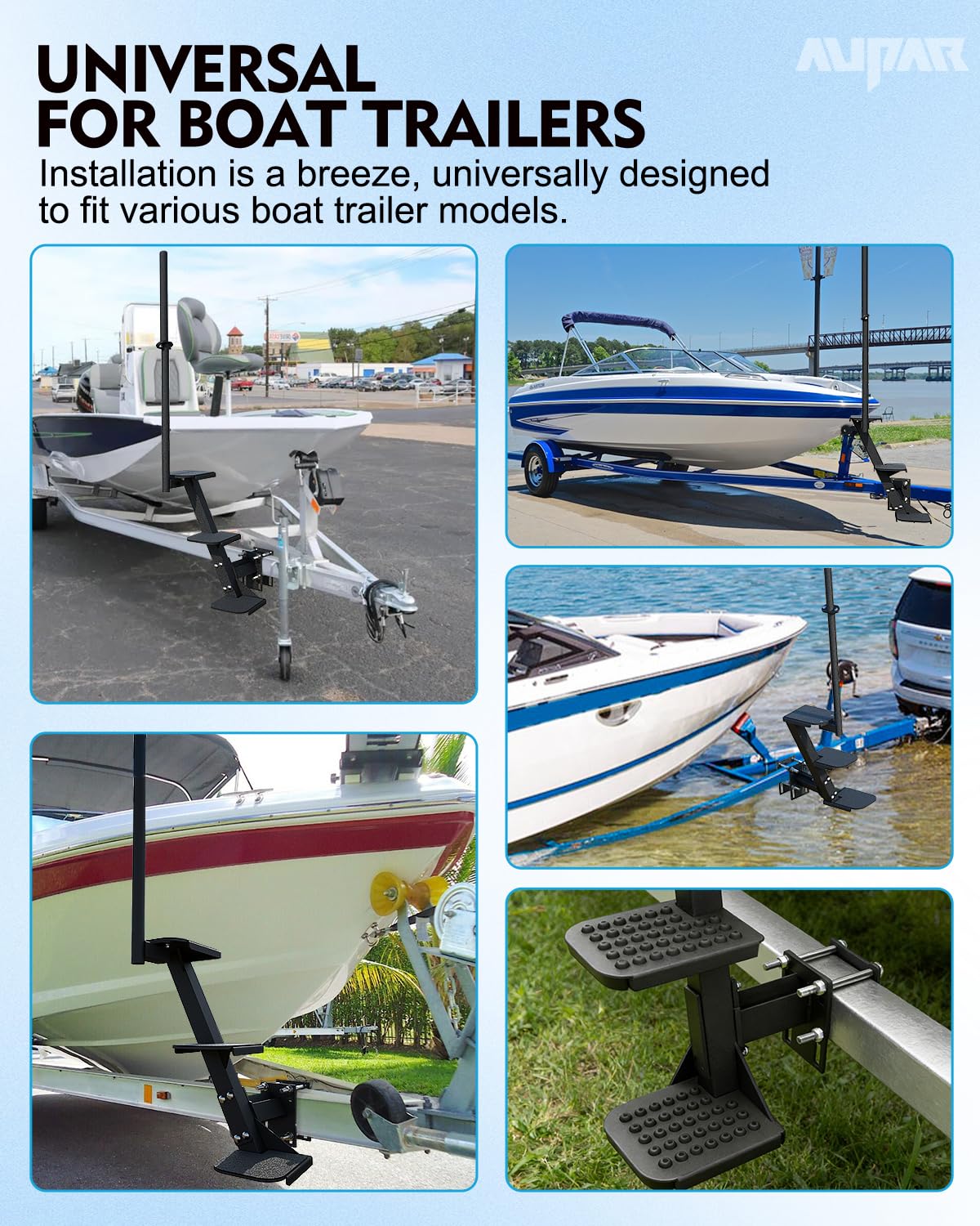 Aupar installed at a boat ramp in use to show safer boarding and convenient access