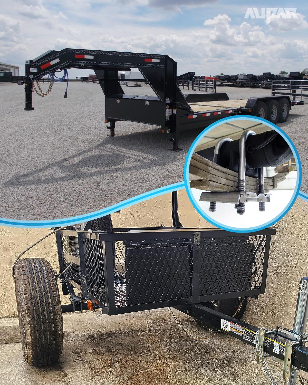 Aupar technician replacing U-bolts on trailer illustrating maintenance ease