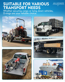 Aupar D-rings on a worksite truck showing multiple secure tie-down options