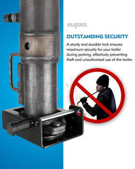 Aupar lock installed on a gooseneck coupler showing easy compatibility