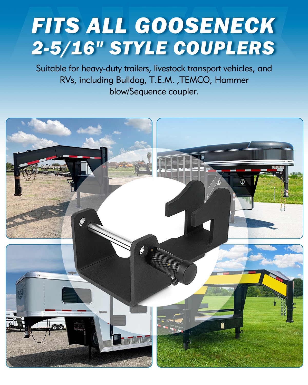 Aupar lock mounted on trailer coupler showing quick install and secure connection