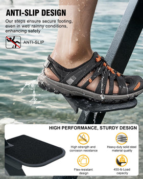 Aupar step grip tape close-up showing anti-slip surface for wet weather traction