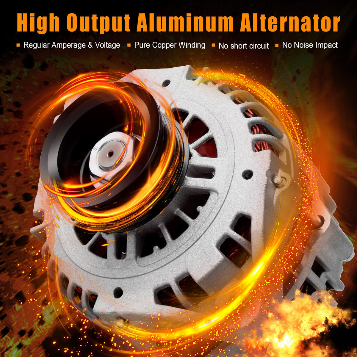 AUPCS alternator installed in engine bay demonstrating direct-fit compatibility with Sentra