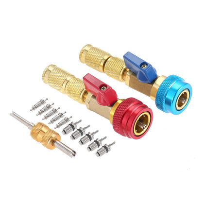 Aupoko front view kit showing couplers and tools for fast valve core service