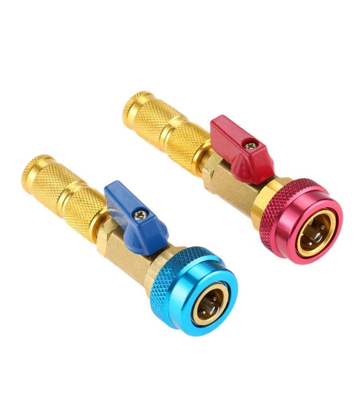 Aupoko front view of two-pack couplers showing durable brass bodies and color coding