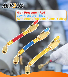 Aupoko hoses laid next to a ruler showing 7-inch length for space-saving use