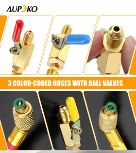 Aupoko hoses connected to a manifold demonstrating secure fit benefit