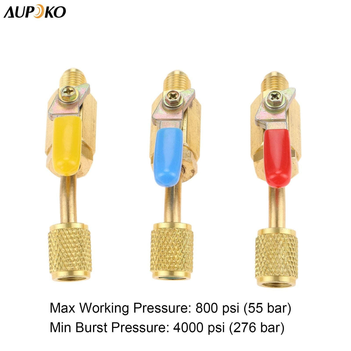 Aupoko valve threaded on charging hose showing secure low-loss connection benefit