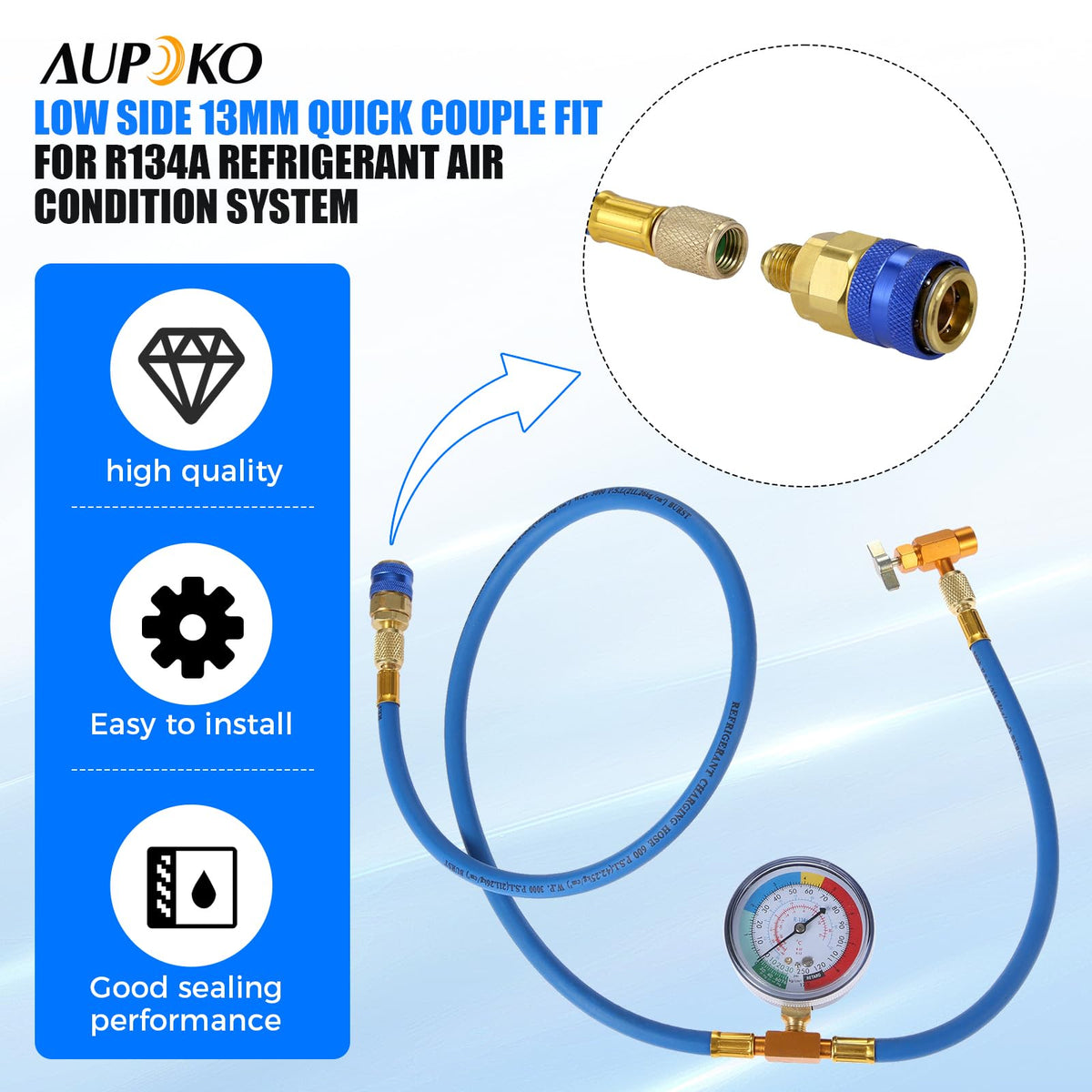 Aupoko low-pressure gauge dial close-up for accurate readings and easy monitoring