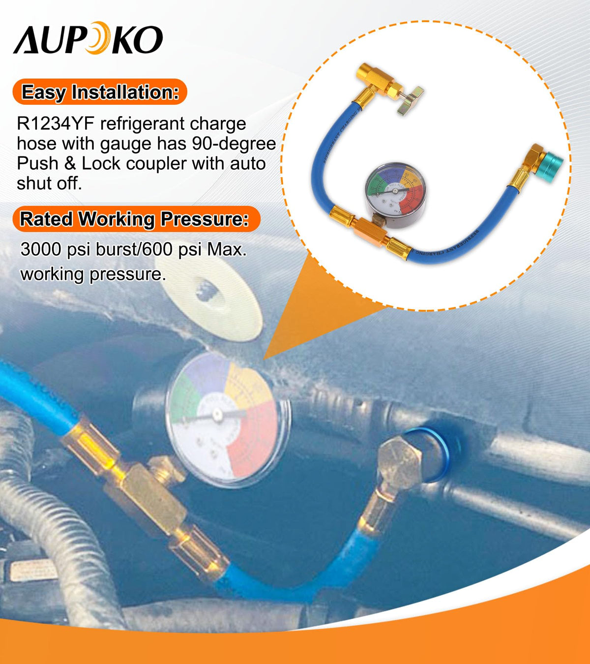Aupoko low-side adapter and 1/2" LH thread detail showing correct fitment and safe attachment
