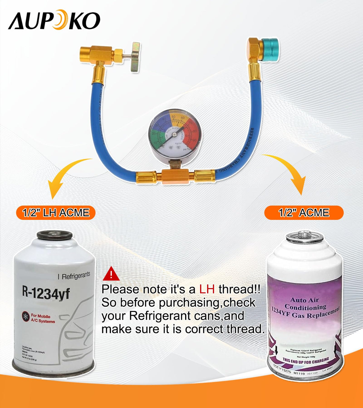 Aupoko 90-degree push-and-lock coupler close-up showing auto shutoff for spill-free disconnection
